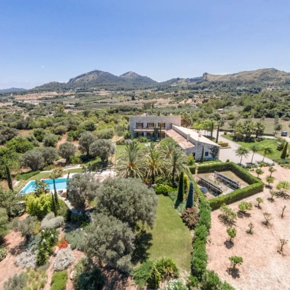 Aerial shot of a villas grounds