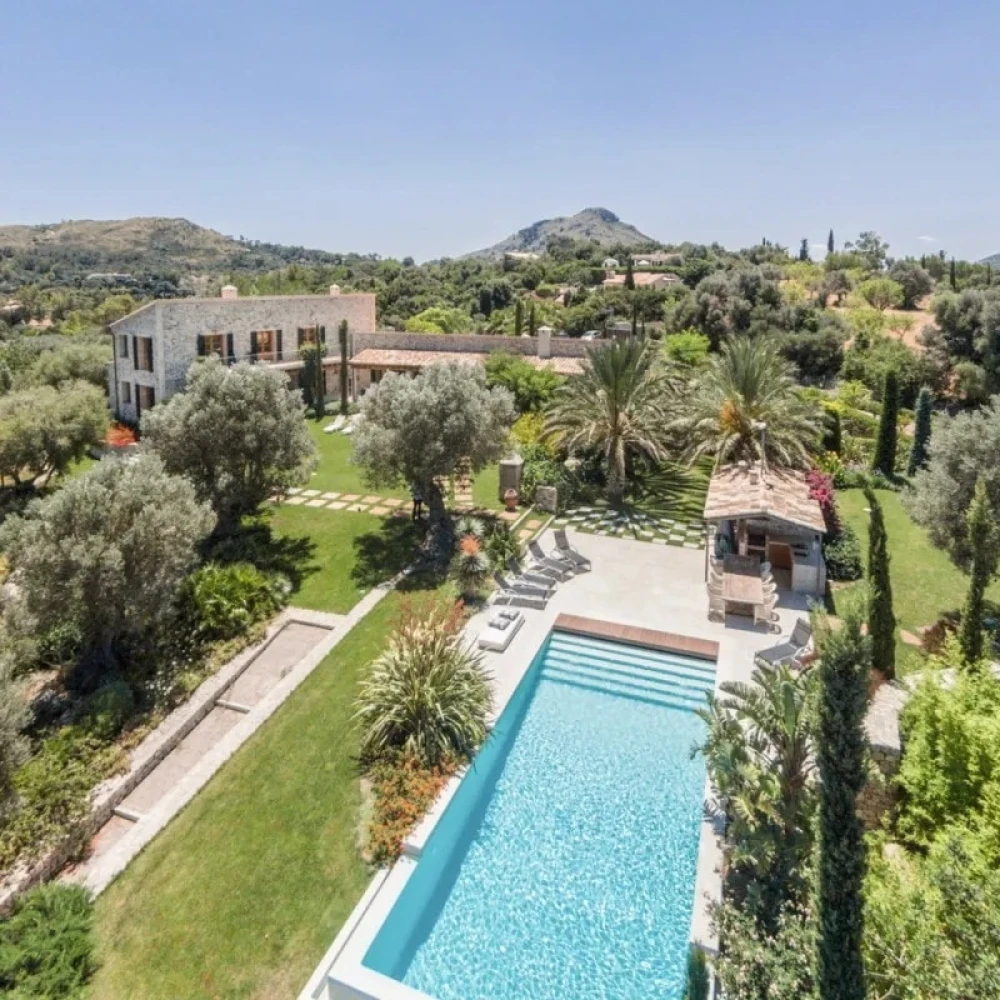 Aerial shot of outdoor swimming pool